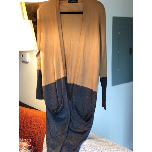 august silk Sweaters - August Silk Camel Colorblock Cardigan Medium